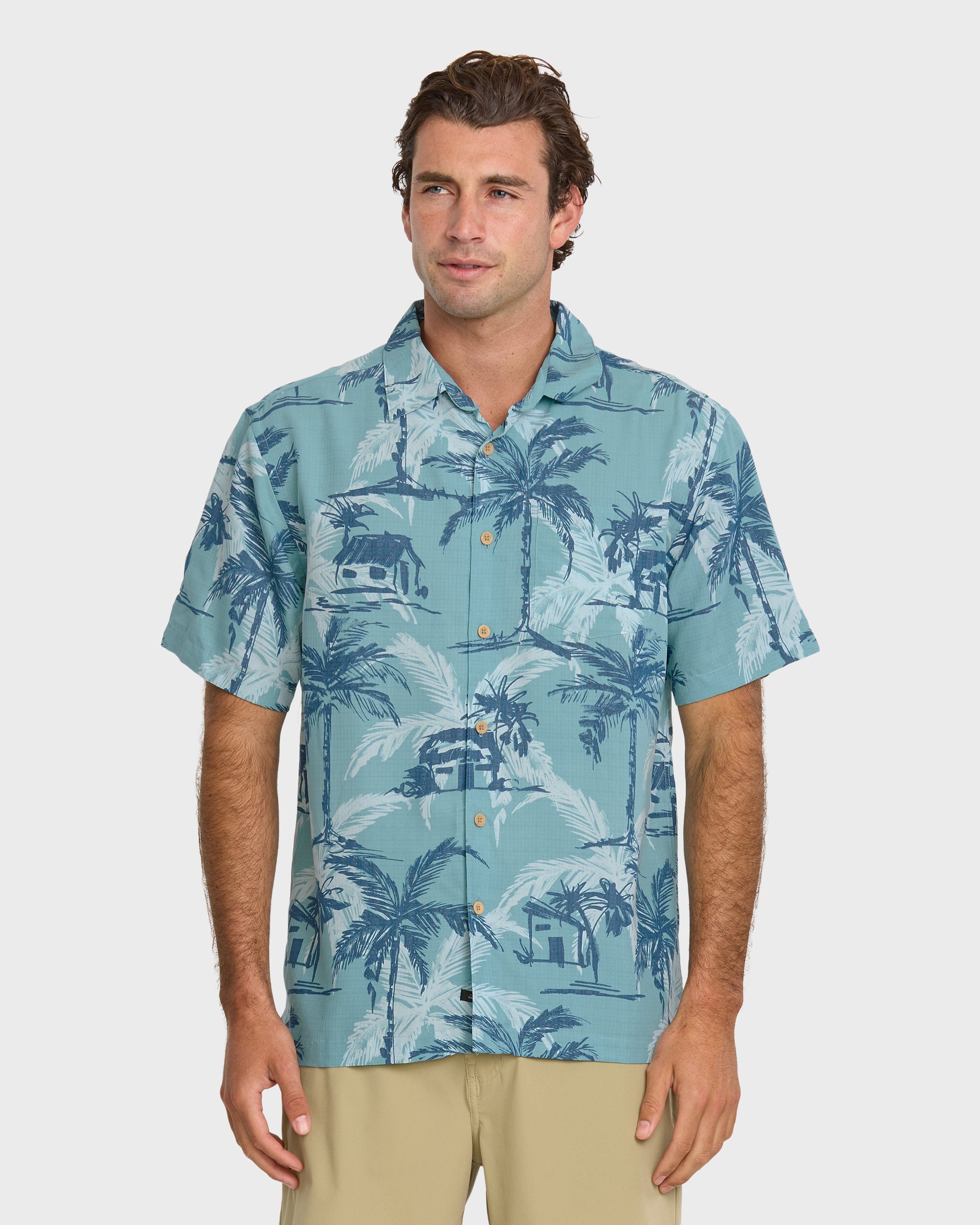 Waterman Off The Grid Shirt - Aqua | Quiksilver