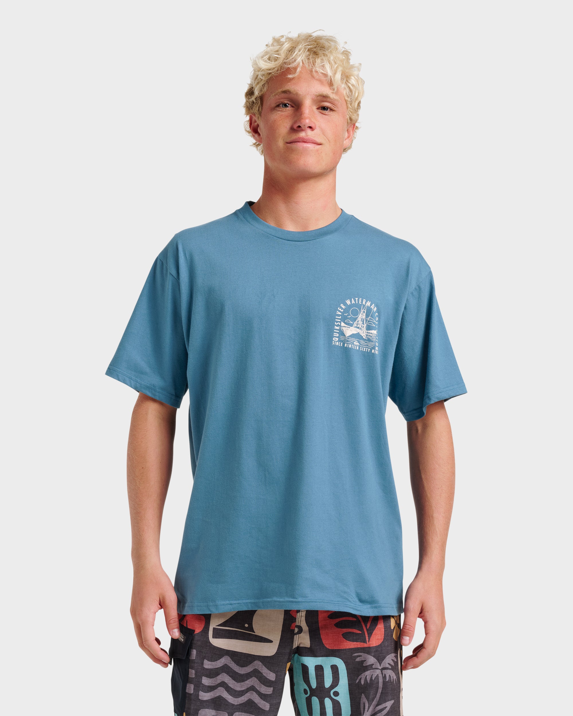 Waterman Out To Sea Classic T-shirt - Real Teal | Quiksilver
