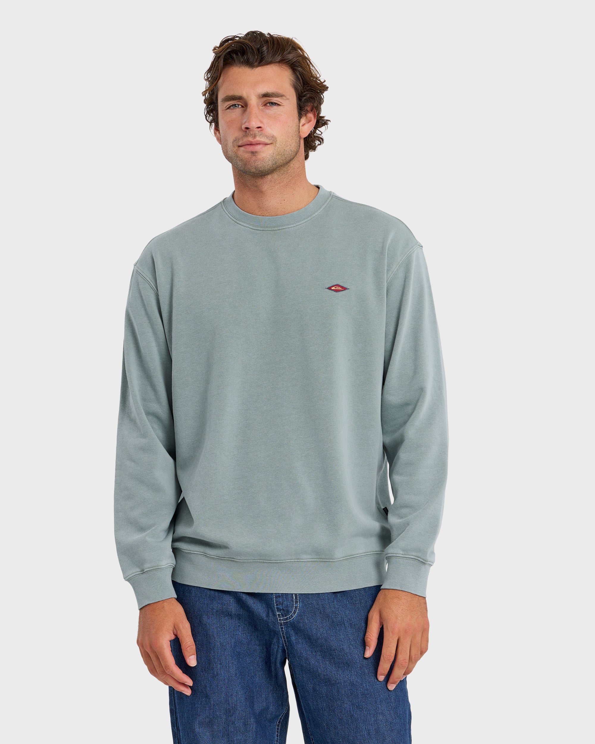 Saltwater Mineral Wash Crewneck Sweatshirt - Lily Pad | Quiksilver