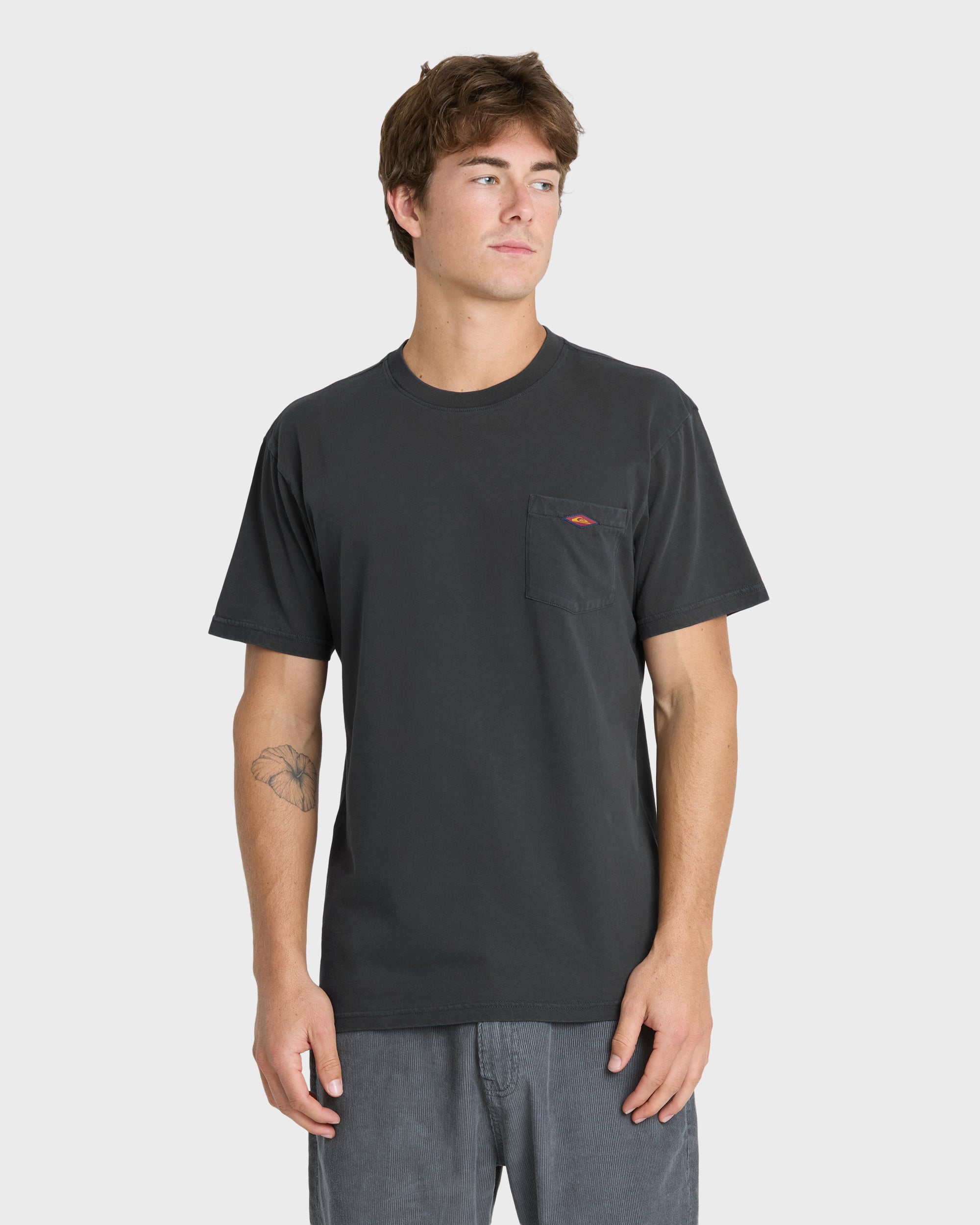 Saltwater Pigment-Dyed Short Sleeve Pocket Tee - Phantom | Quiksilver
