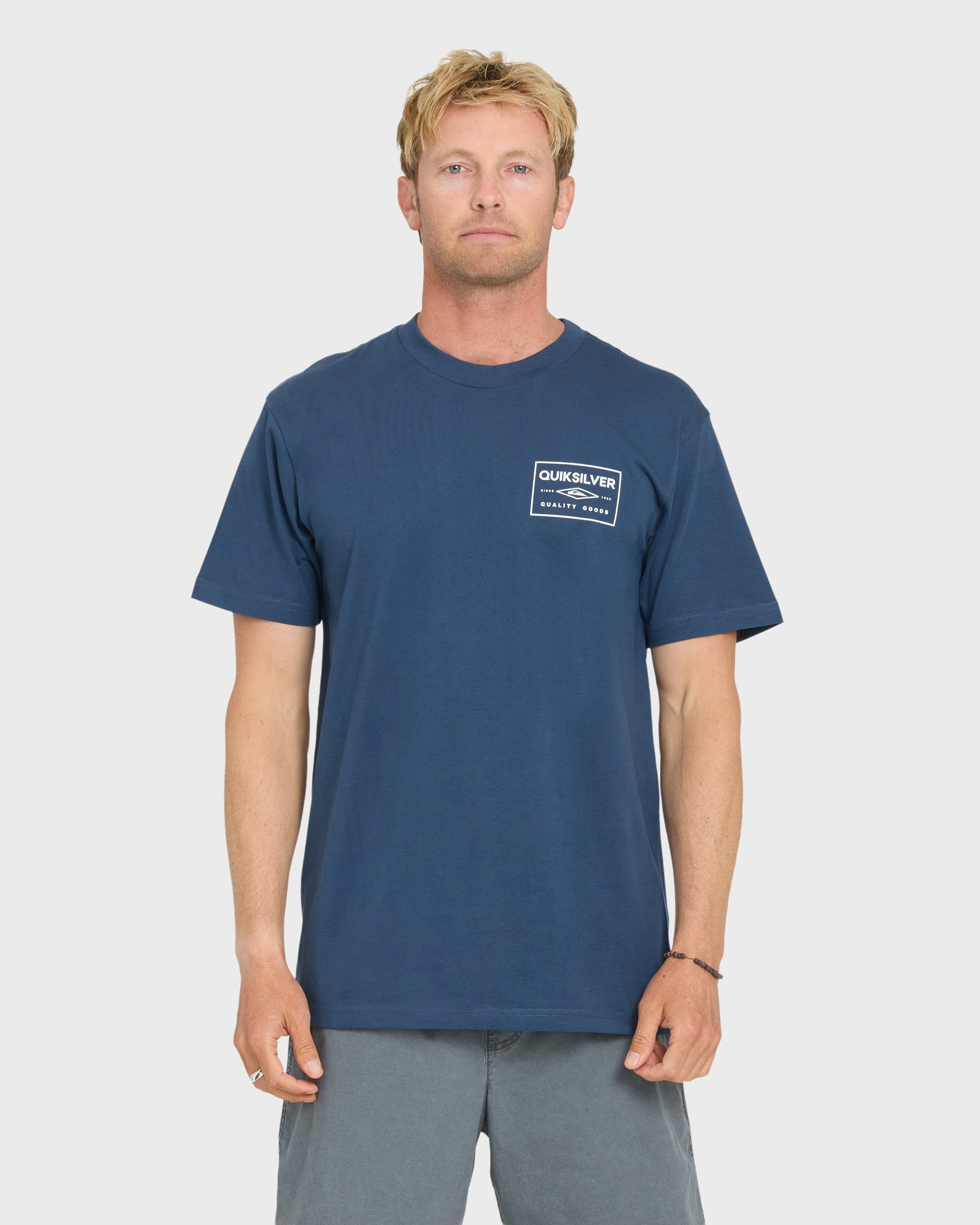 Stamped Short Sleeve Knit T-Shirt - Dark Denim | Quiksilver