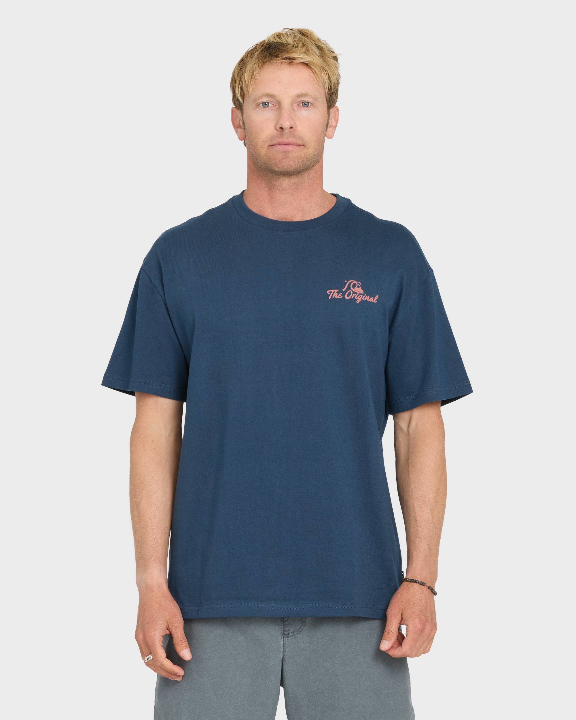 Originals Script Short Sleeve Knit T-Shirt - Dark Denim | Quiksilver
