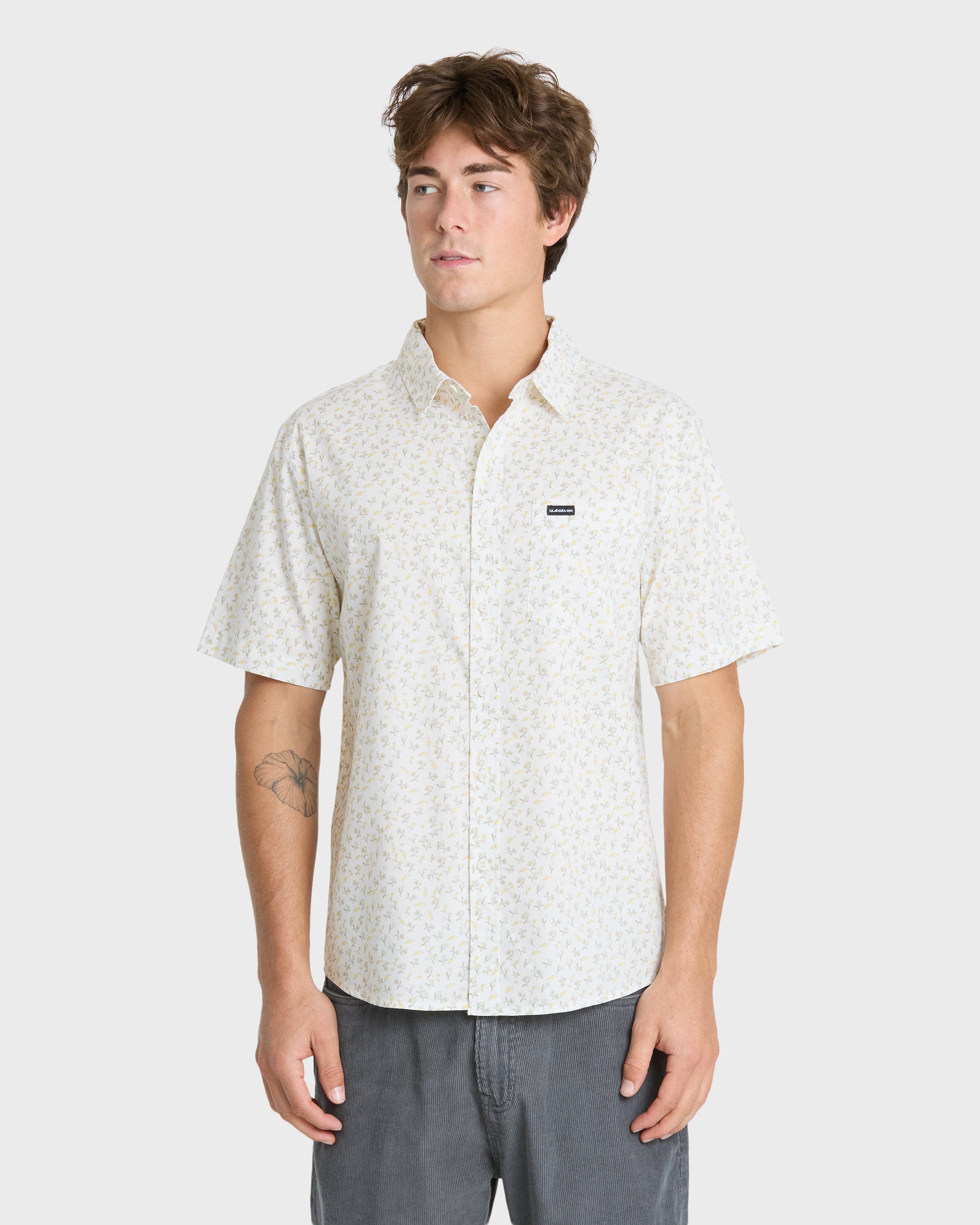 Mesa Meadow Classic Short Sleeve Woven Shirt - Snow White | Quiksilver