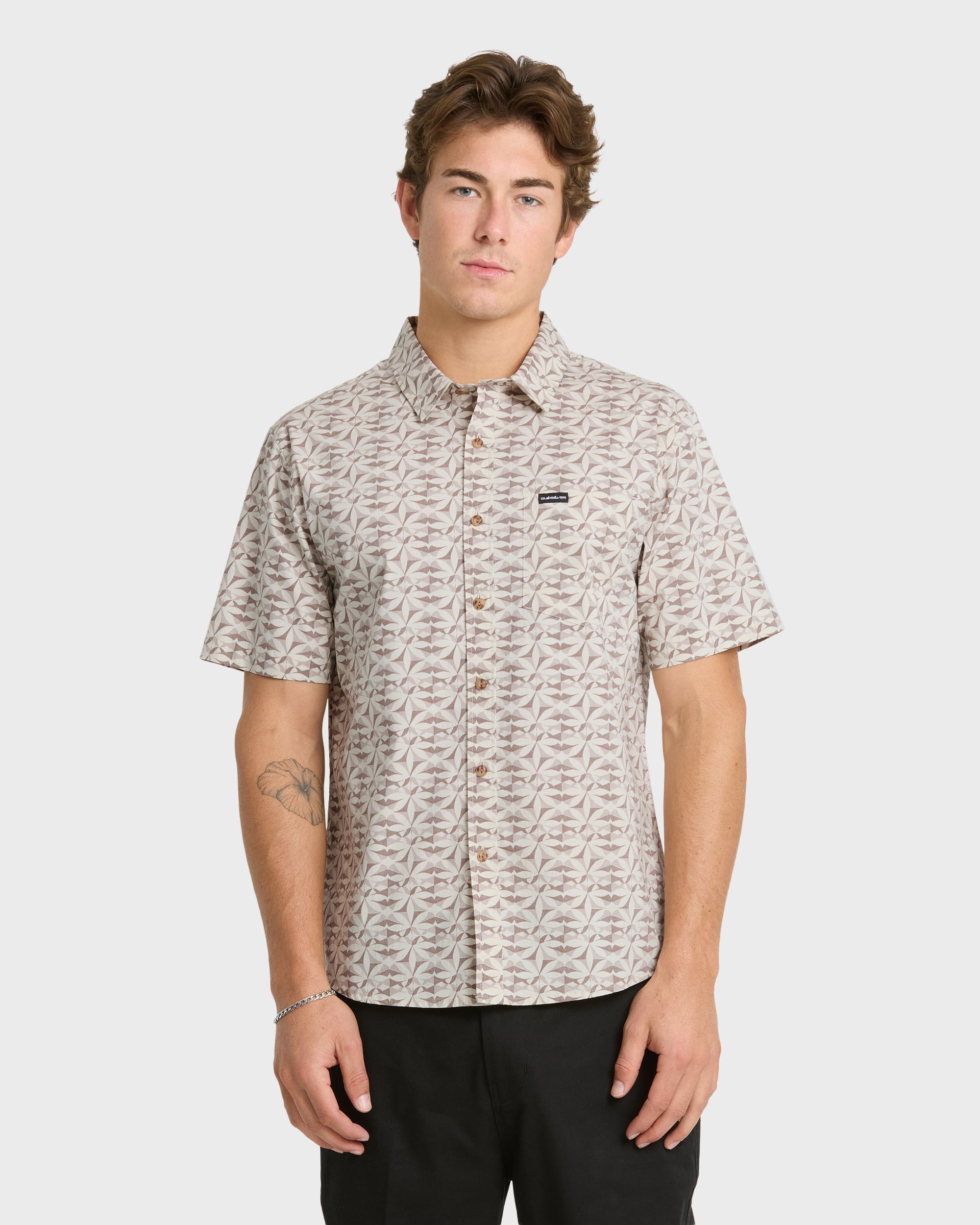 Nature Tile Classic Short Sleeve Woven Shirt - Bone White | Quiksilver