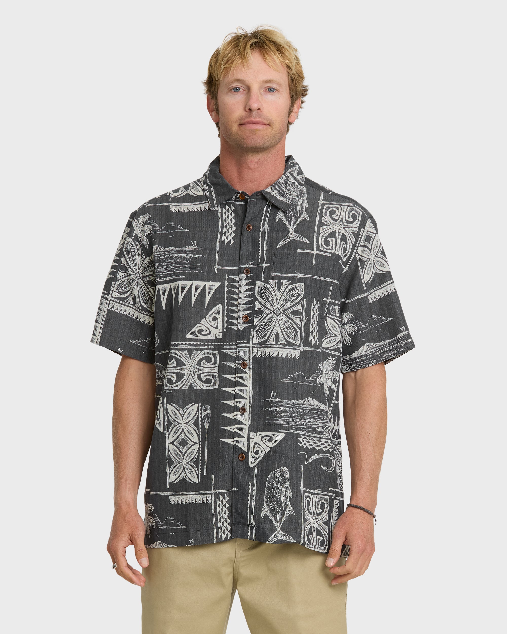 Waterman Ohana Bay Short Sleeve Woven Shirt - Phantom | Quiksilver