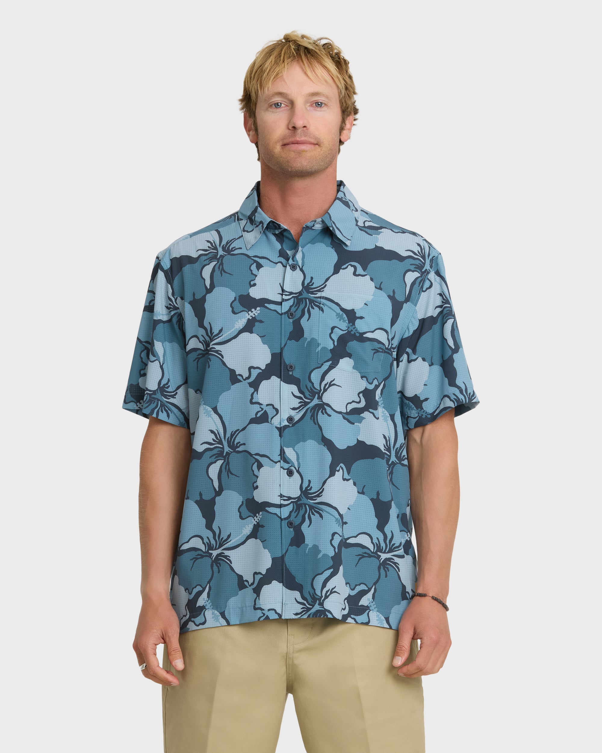 Waterman Mix Performance Pack Short Sleeve Woven Shirt - Blue