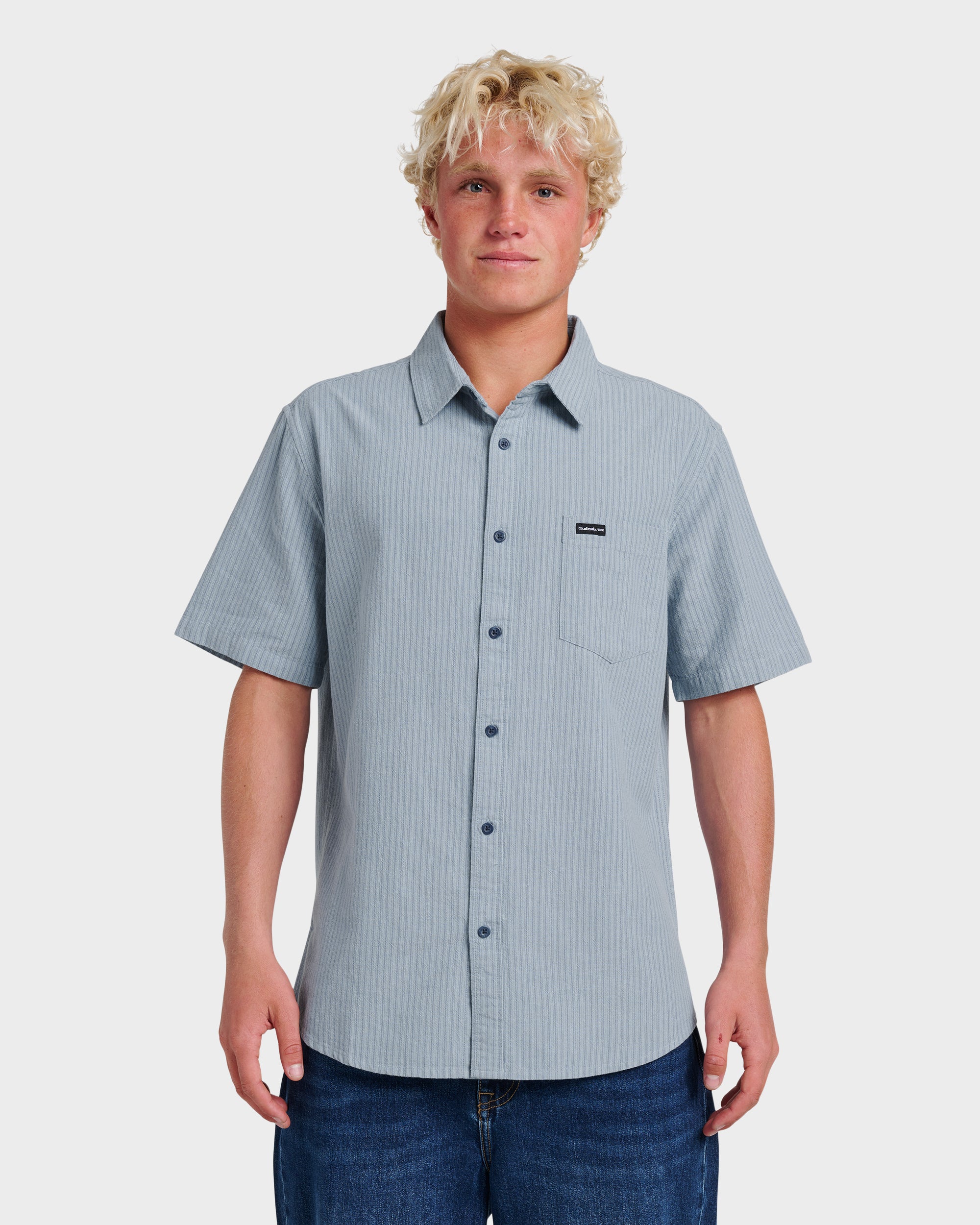 Quiksilver Men's Oxford Stripe Classic Short Sleeve Shirt