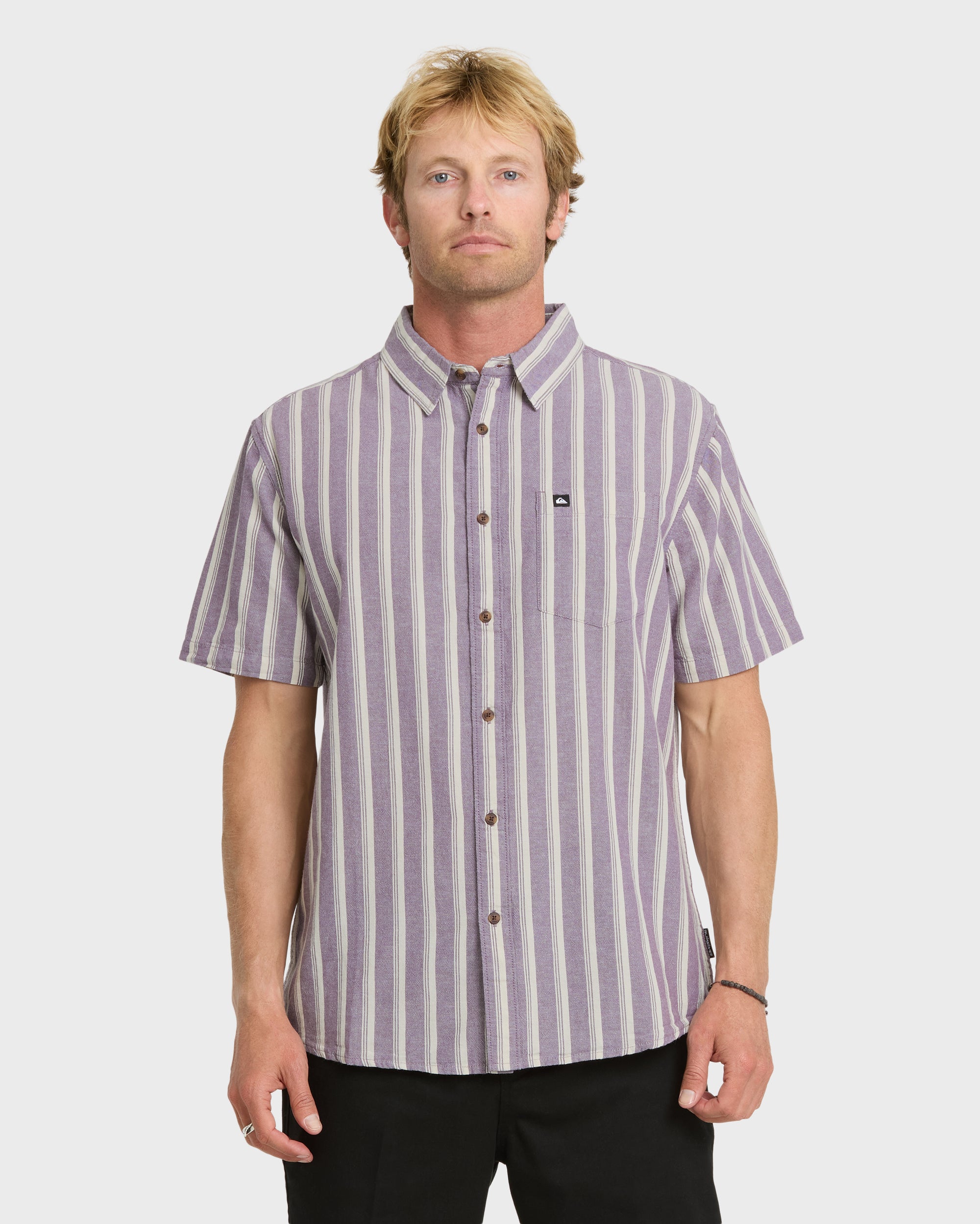 Oxford Stripe Classic Short Sleeve Shirt - Sunset Purple | Quiksilver