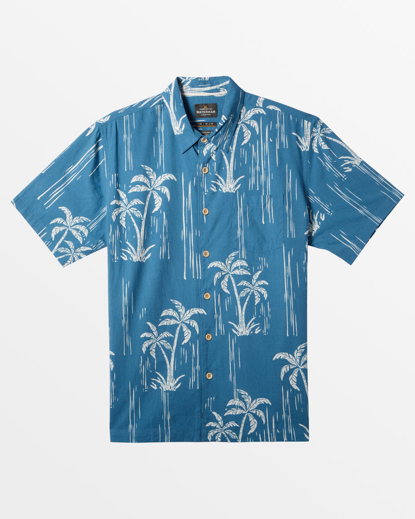 Waterman Shady Palms Short Sleeve Shirt - Blue Steel Shady Palms Woven