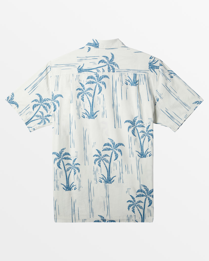 Waterman Shady Palms Short Sleeve Shirt - Mystic Blue Shady Palms Woven