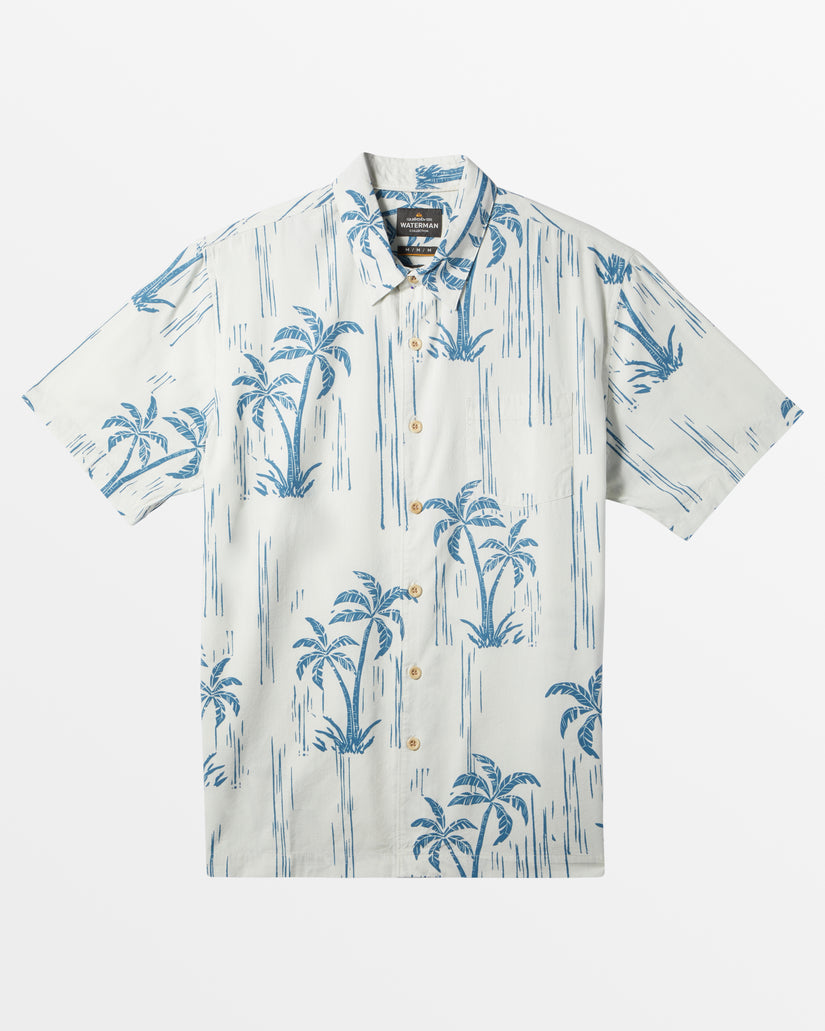 Waterman Shady Palms Short Sleeve Shirt - Mystic Blue Shady Palms Woven