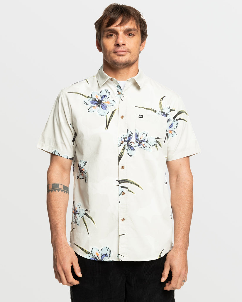 Quiksilver Apero Organic Classics Short Sleeve Shirt - Silver Birch - 4