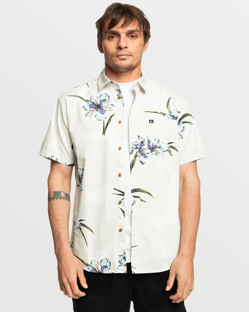 Quiksilver Apero Organic Classics Short Sleeve Shirt - Silver Birch - 1