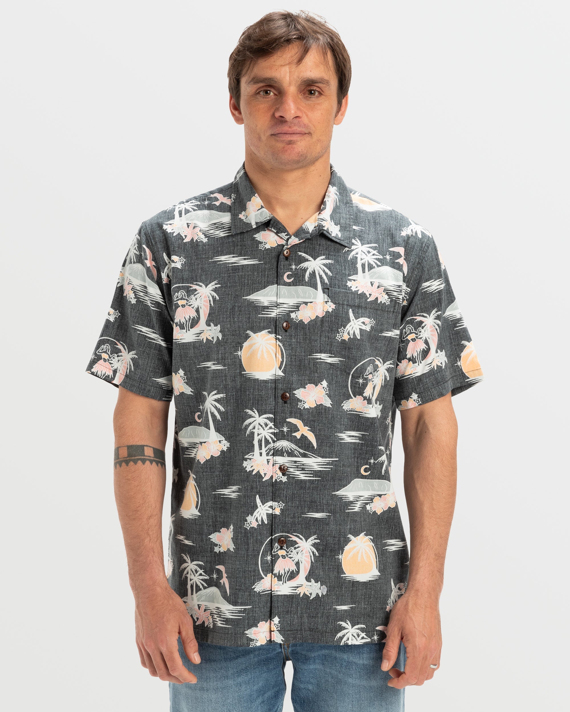 DNA Destination Island Short Sleeve Shirt - Black | Quiksilver
