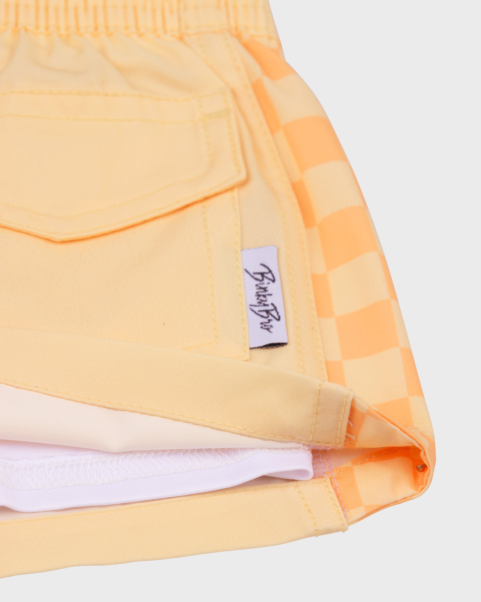 BinkyBro x Quiksilver Checkers Peach Swim Trunks - BinkyBro x