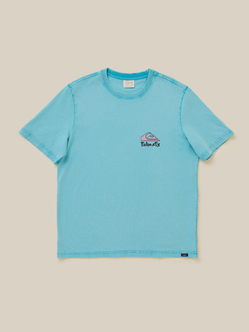 FAHERTY X QUIKSILVER HEAVY WASH TEE - TEAL TROPICS