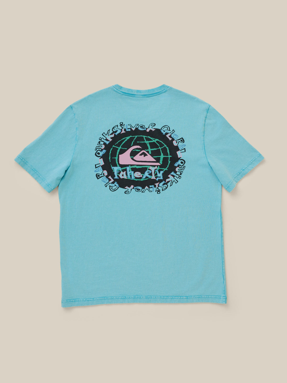 FAHERTY X QUIKSILVER HEAVY WASH TEE - TEAL TROPICS