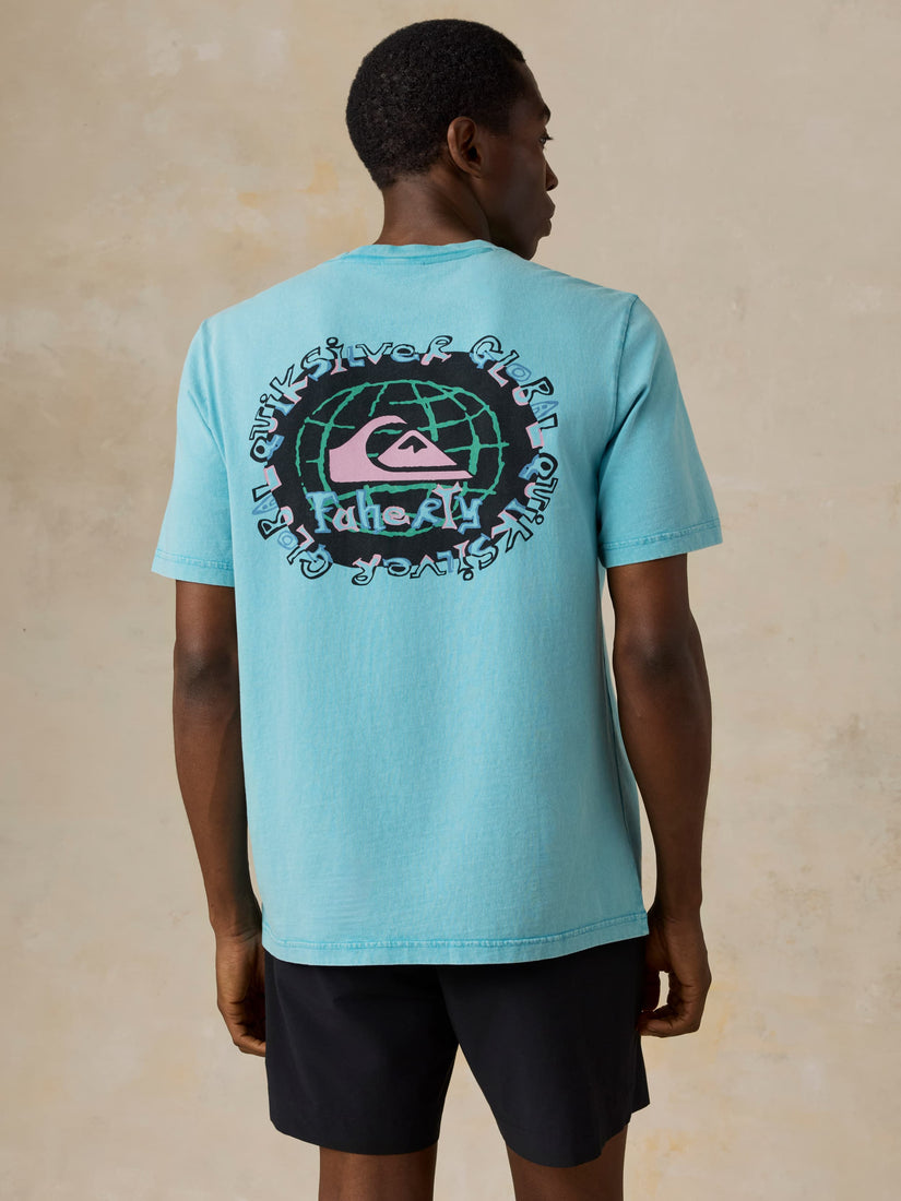 FAHERTY X QUIKSILVER HEAVY WASH TEE - TEAL TROPICS