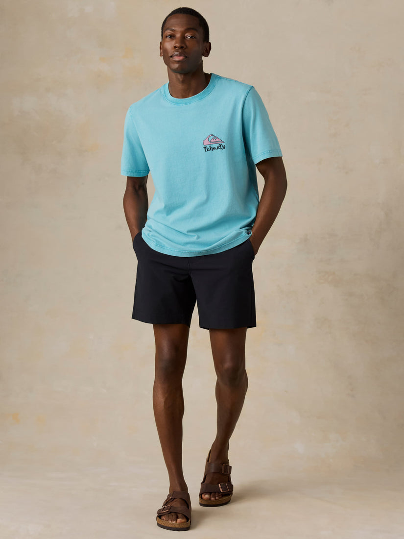 FAHERTY X QUIKSILVER HEAVY WASH TEE - TEAL TROPICS