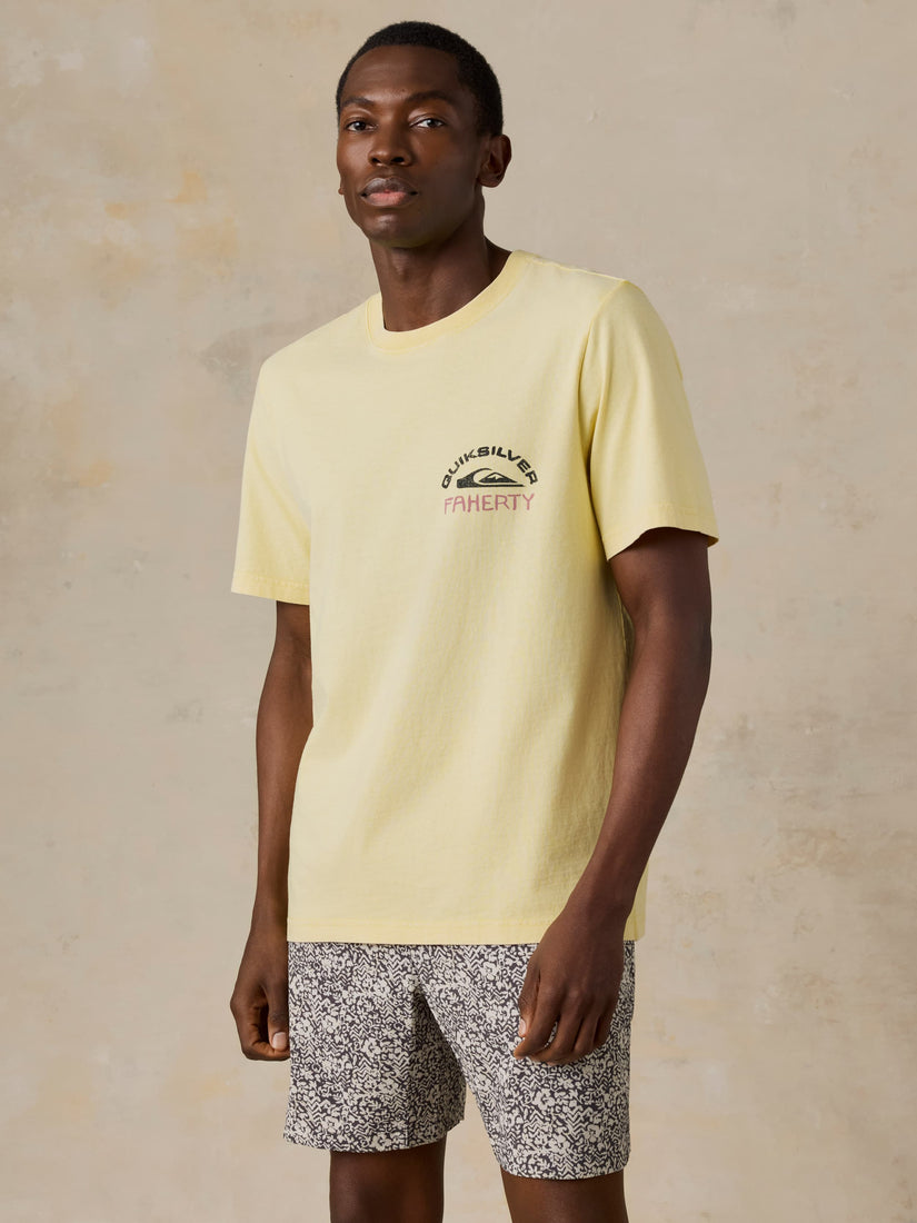 FAHERTY X QUIKSILVER HEAVY WASH TEE - BRIGHT SUN