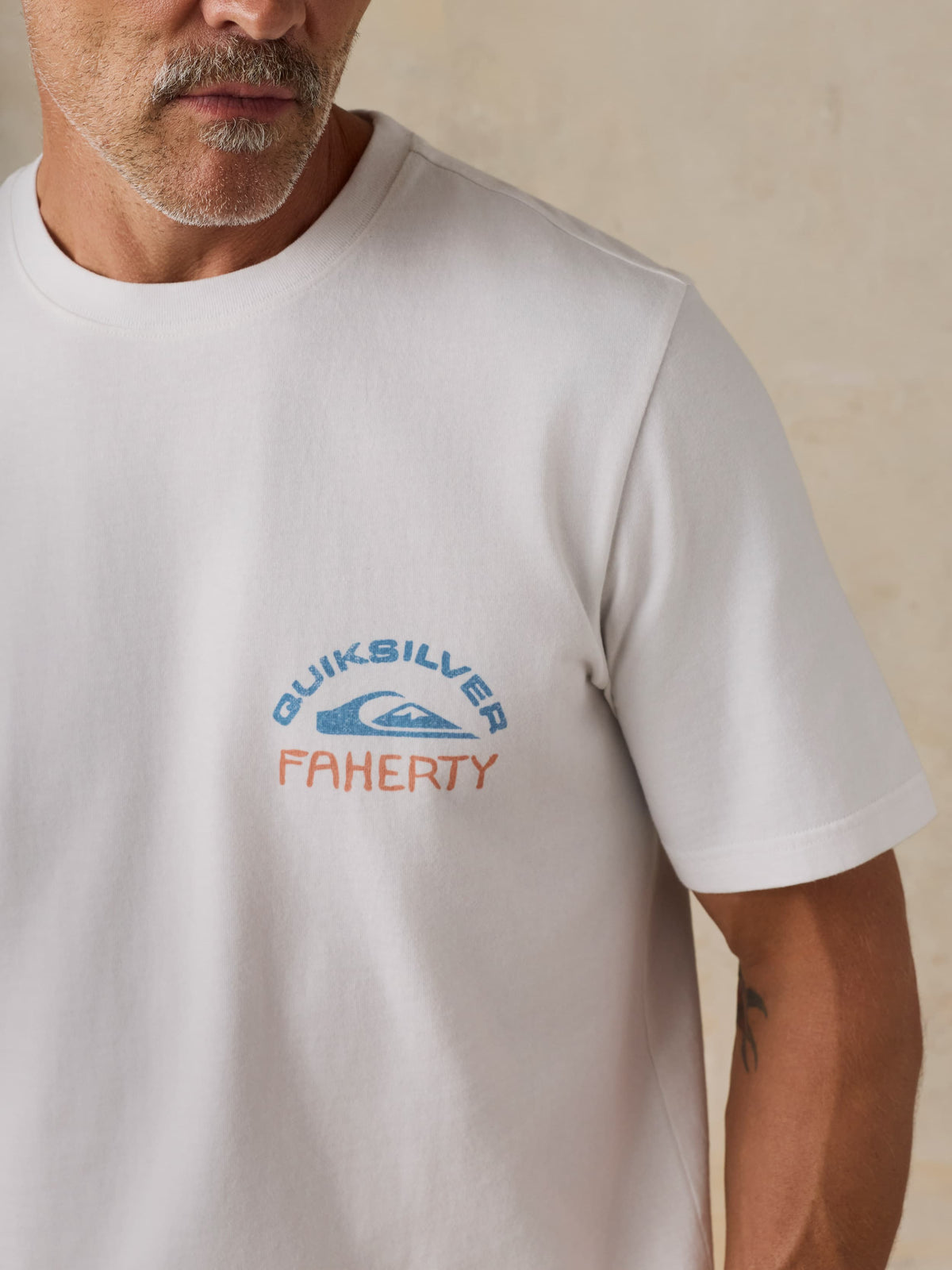 FAHERTY X QUIKSILVER HEAVY WASH TEE - WHITE