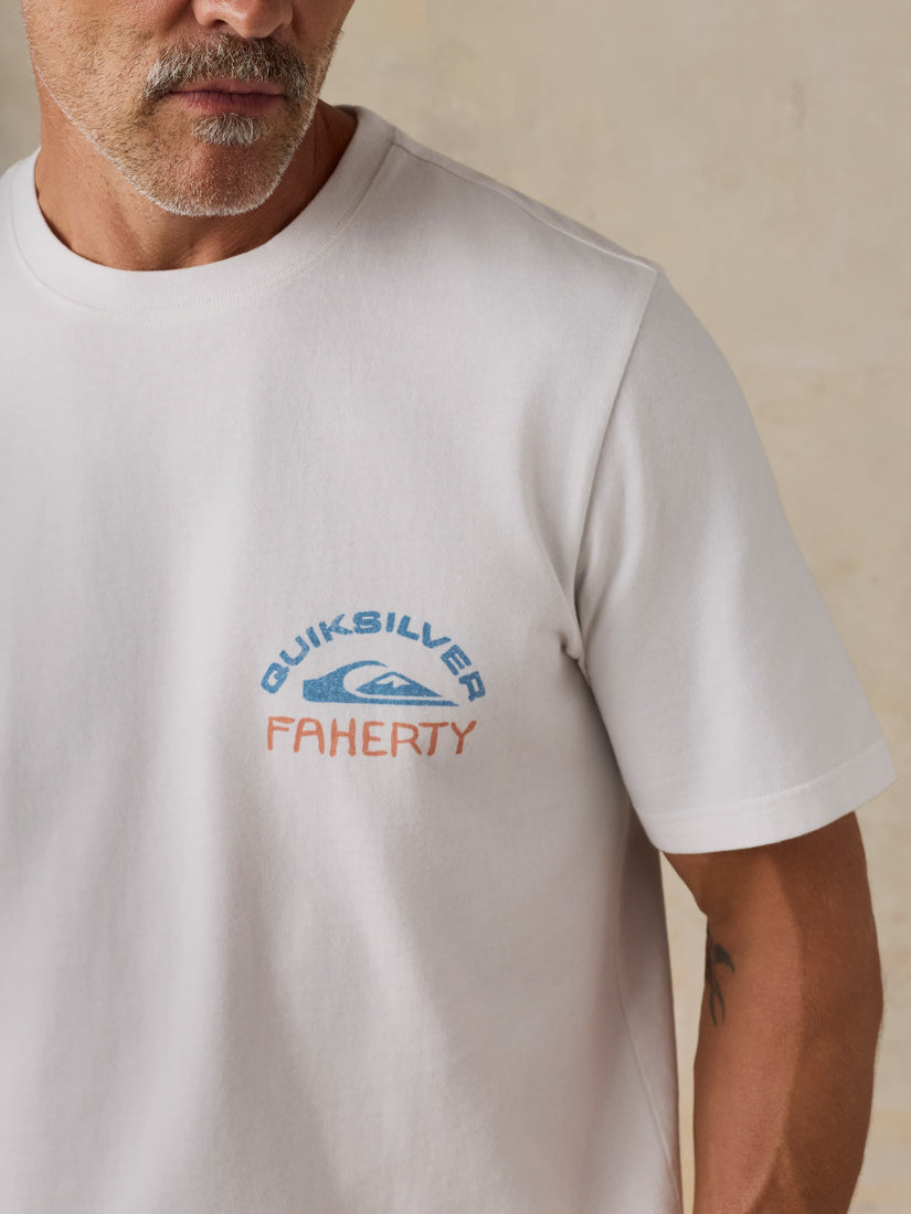 FAHERTY X QUIKSILVER HEAVY WASH TEE - WHITE