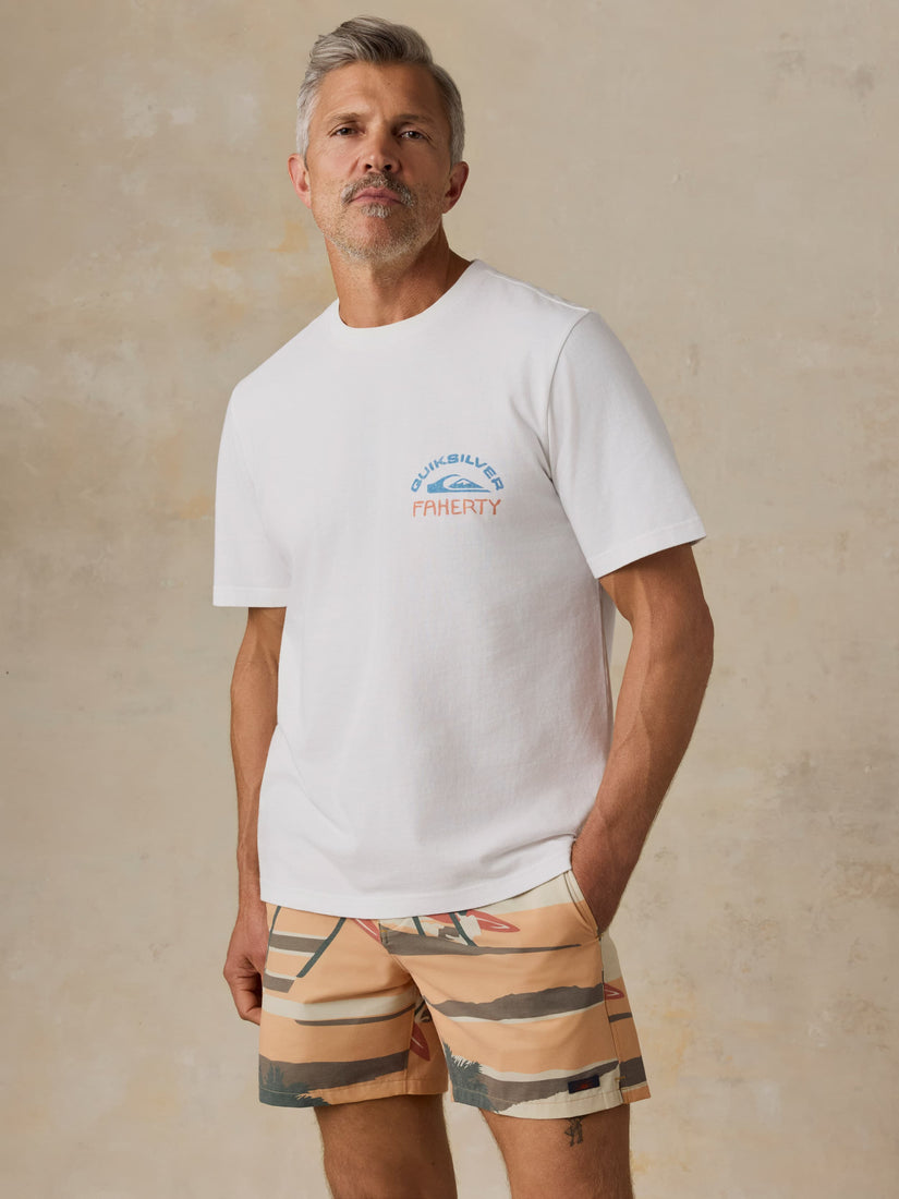FAHERTY X QUIKSILVER HEAVY WASH TEE - WHITE