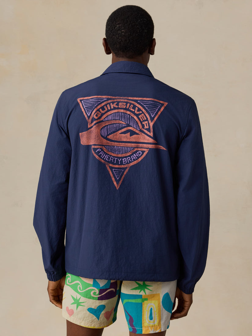 FAHERTY X QUIKSILVER COACHES JACKET - HUNTINGTON NAVY