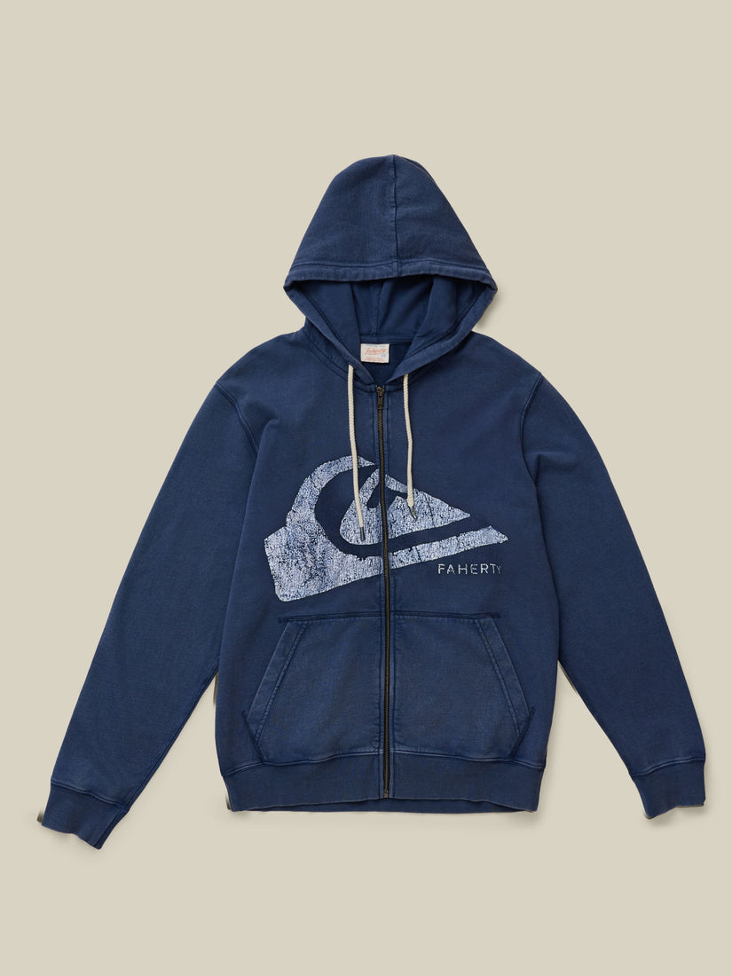 FAHERTY X QUIKSILVER FLEECE ZIP HOODIE - ABYSS NAVY