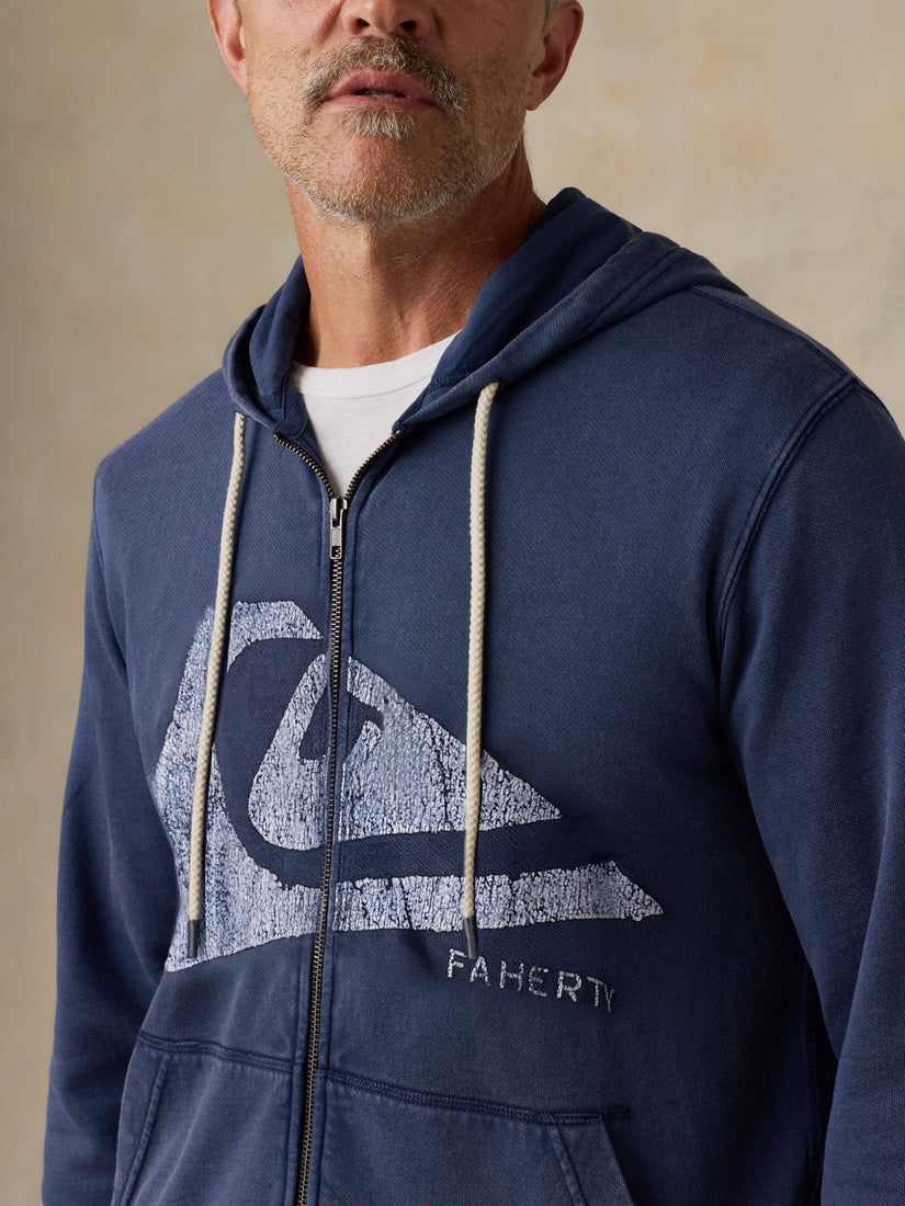 FAHERTY X QUIKSILVER FLEECE ZIP HOODIE - ABYSS NAVY