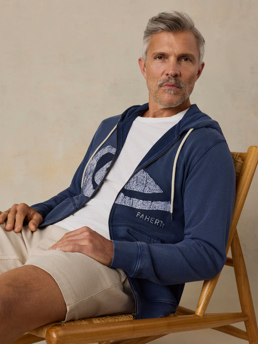 FAHERTY X QUIKSILVER FLEECE ZIP HOODIE - ABYSS NAVY