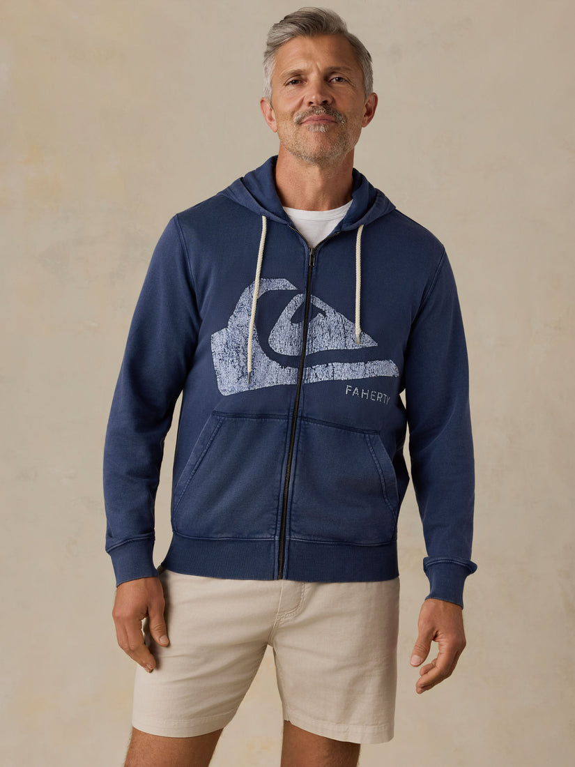 FAHERTY X QUIKSILVER FLEECE ZIP HOODIE - ABYSS NAVY