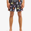 One Piece Printed 16" Elastic Waist Boardshorts - Phantom Opqs Gomu No Mi