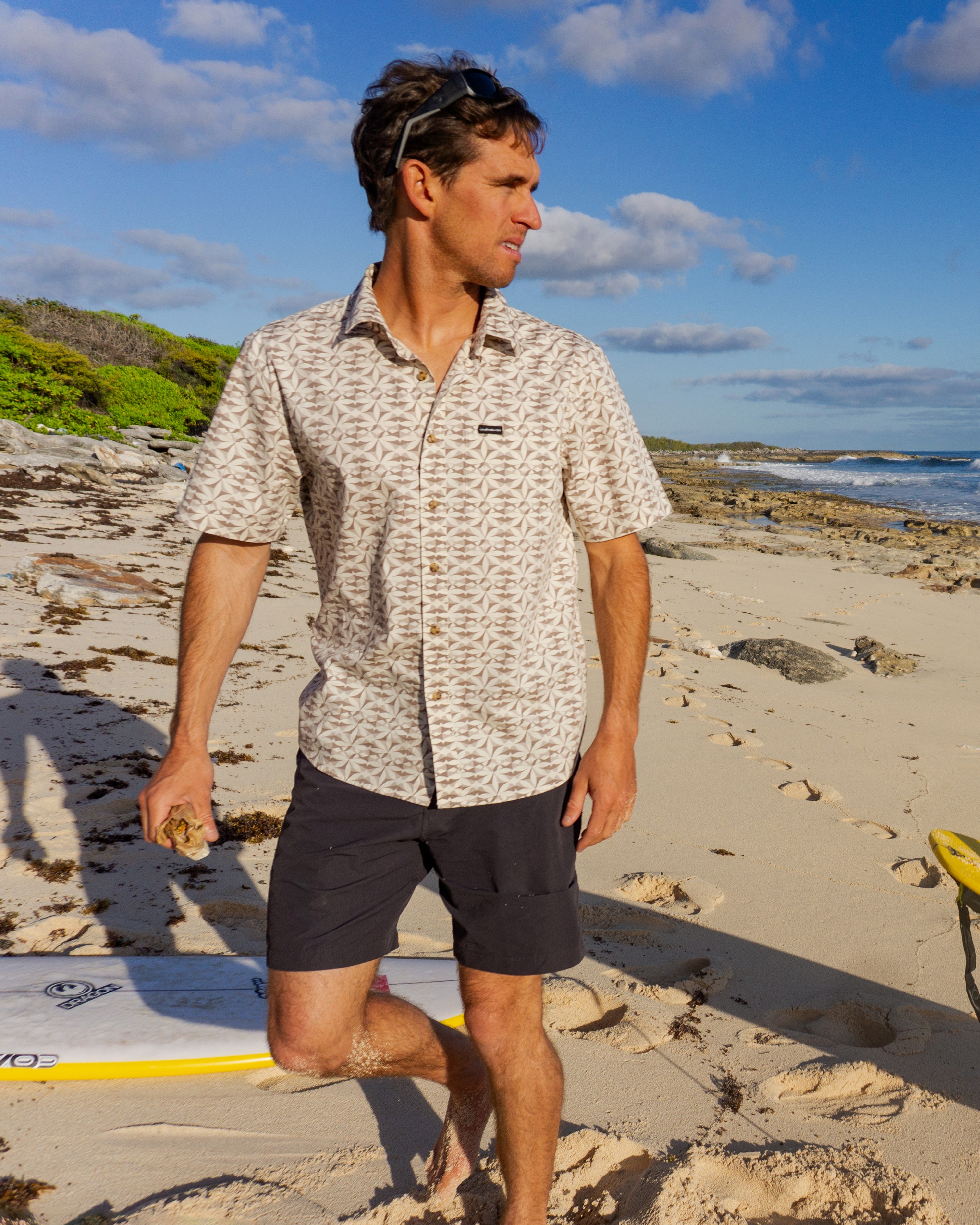 Nature Tile Classic Short Sleeve Woven Shirt - Bone White | Quiksilver
