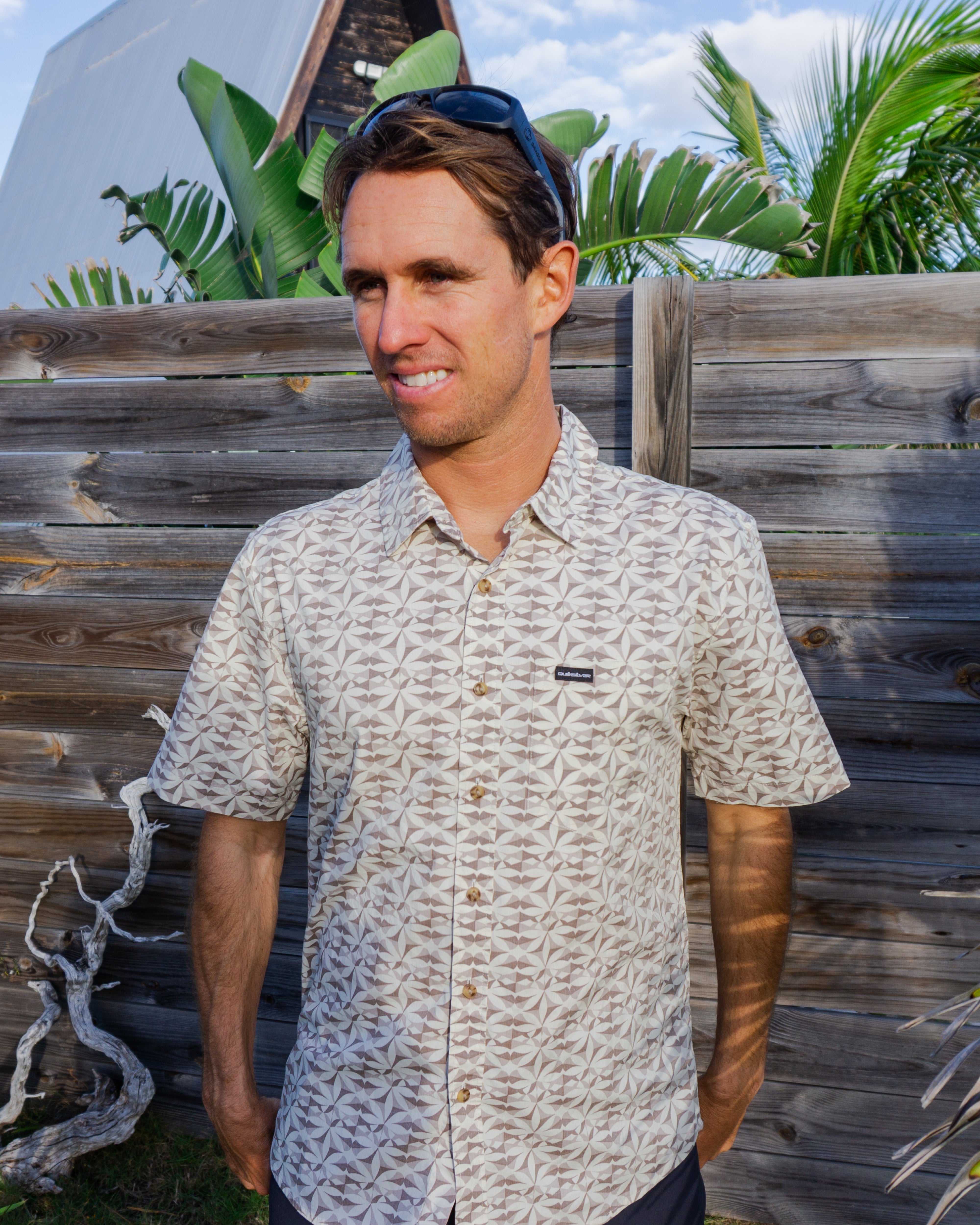 Nature Tile Classic Short Sleeve Woven Shirt - Bone White | Quiksilver