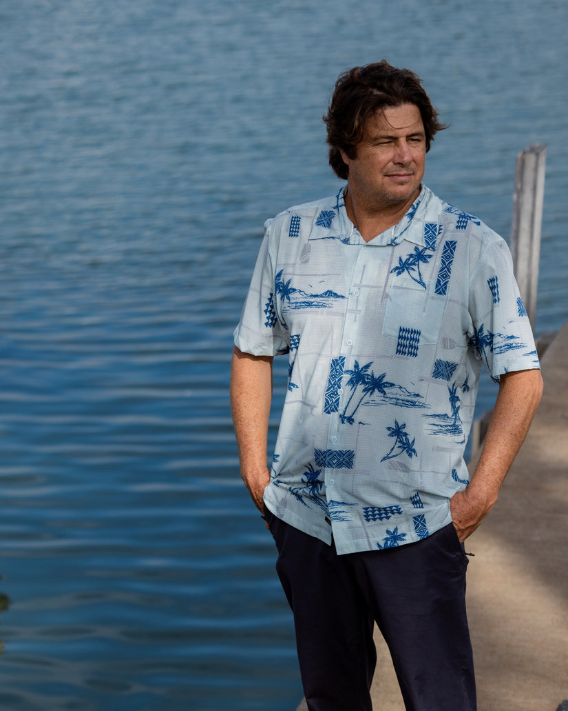 Waterman Island Time Short Sleeve Woven Shirt - Baby Blue