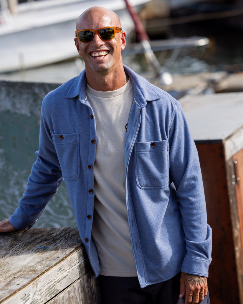Waterman Harvest Long Sleeve Flannel Shirt - Blue Indigo