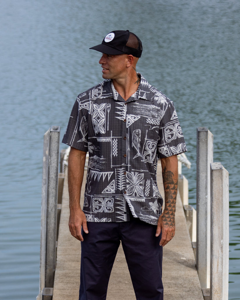 Waterman Ohana Bay Short Sleeve Woven Shirt - Phantom