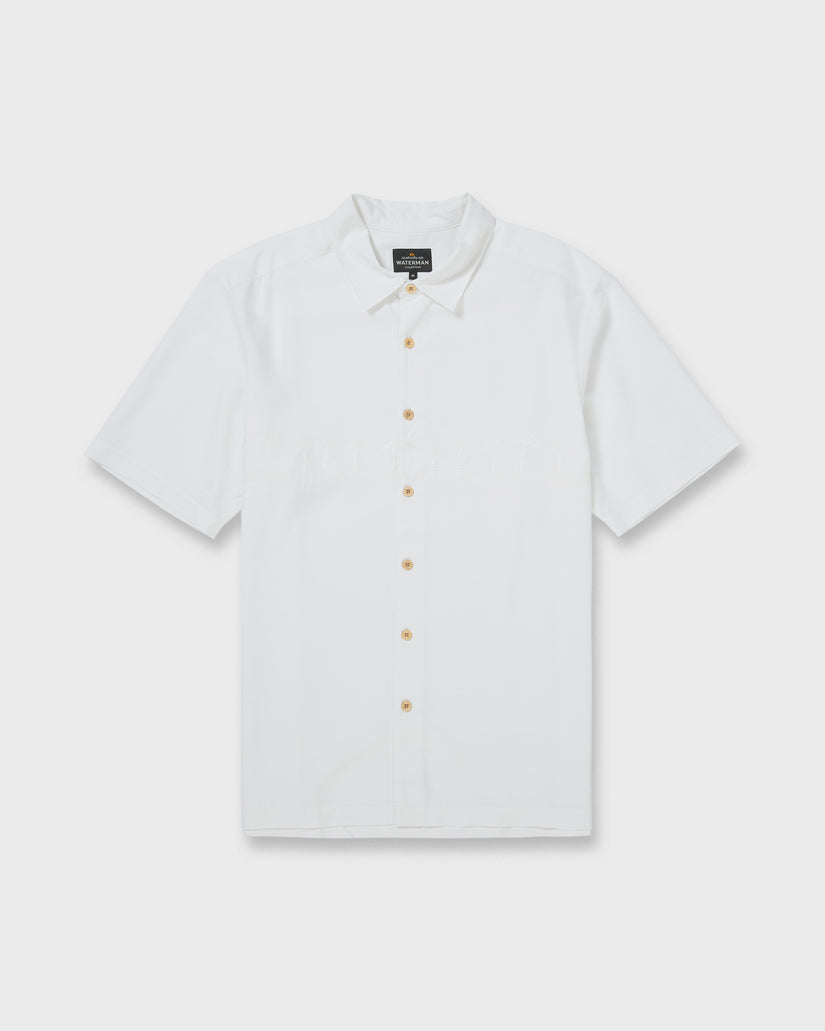 Quiksilver Waterman Tahiti Palms Men's S/S Dress Shirt - White Quiksilver Waterman Tahiti Palms Men's S/S Dress Shirt - White