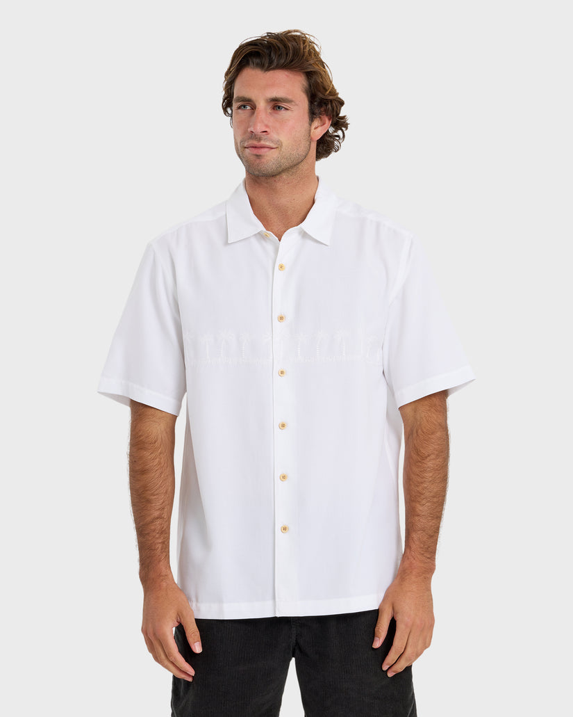 Quiksilver Men's Waterman Tahiti Palms Woven Short Sleeve Shirt, Small, White Quiksilver Men's Waterman Tahiti Palms Woven Short Sleeve Shirt, Small, White