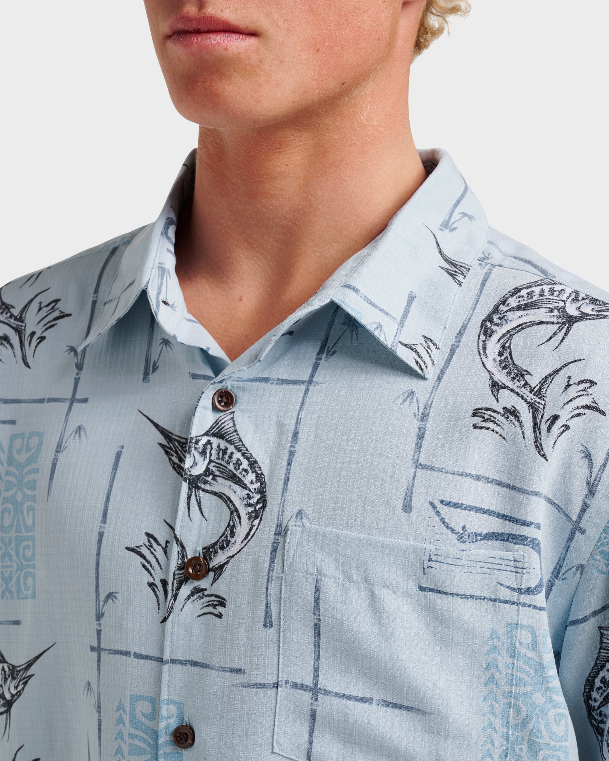 Waterman Big Day Short Sleeve Shirt - Ashley Blue | Quiksilver