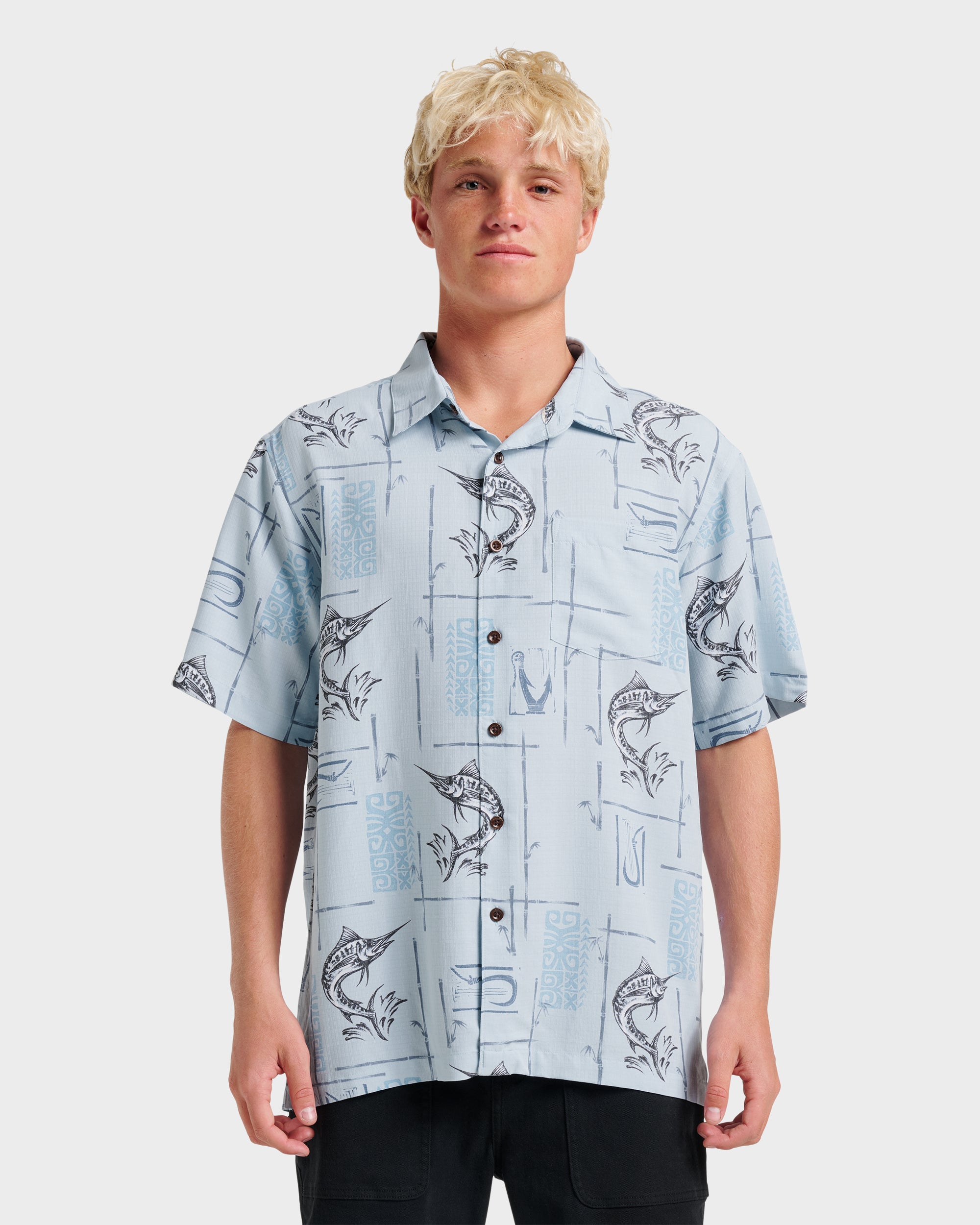 Waterman Big Day Short Sleeve Shirt - Ashley Blue | Quiksilver