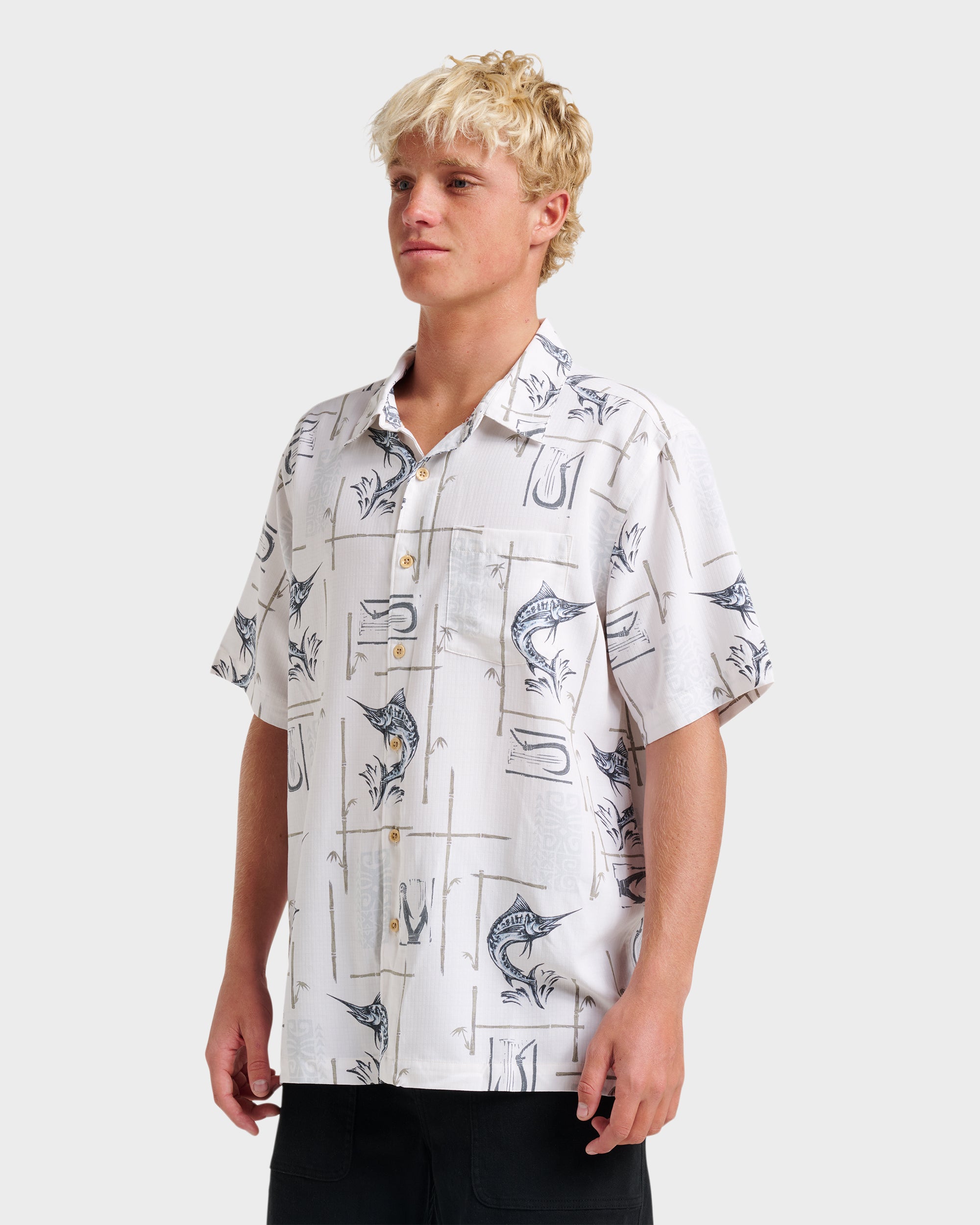 Waterman Big Day Short Sleeve Shirt - White | Quiksilver