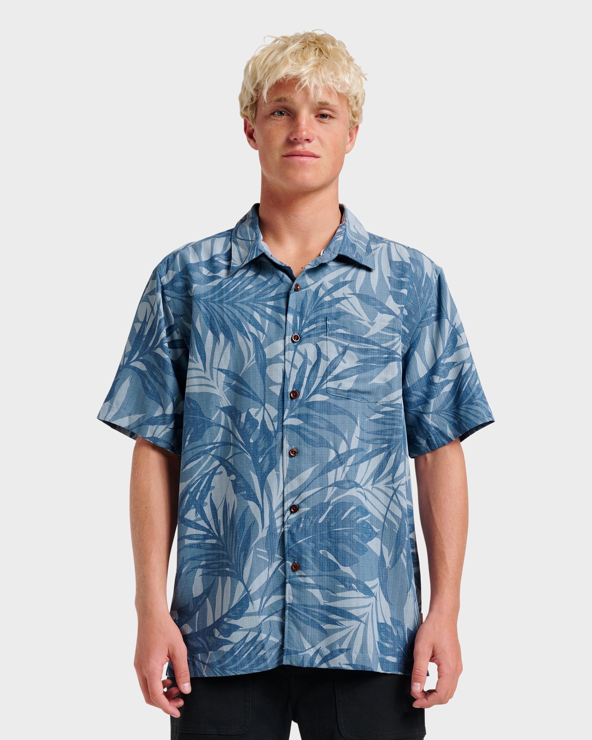 Waterman Botanical Short Sleeve Shirt - Midnight Navy | Quiksilver