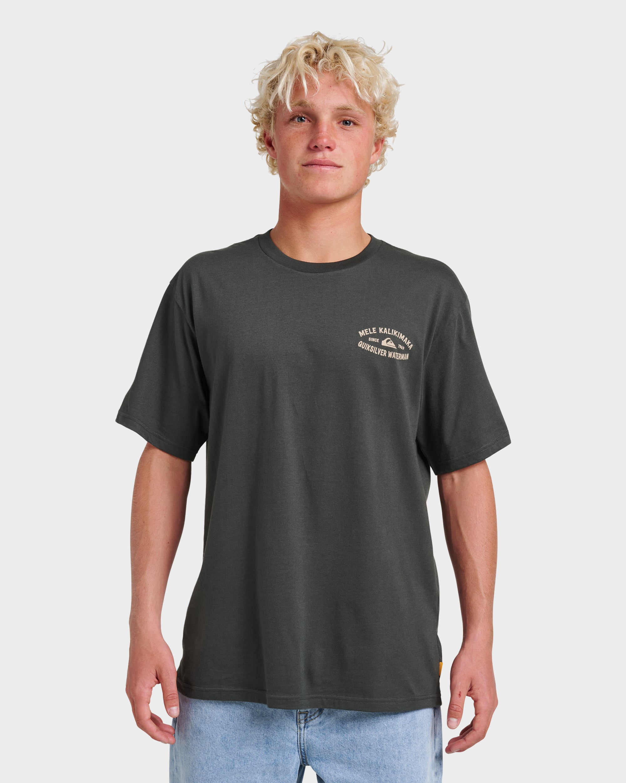 Kimoa Unisex Streaky Eco Marine T-Shirt - Navy Blue, Recycled Fabric, Puff Print Logo