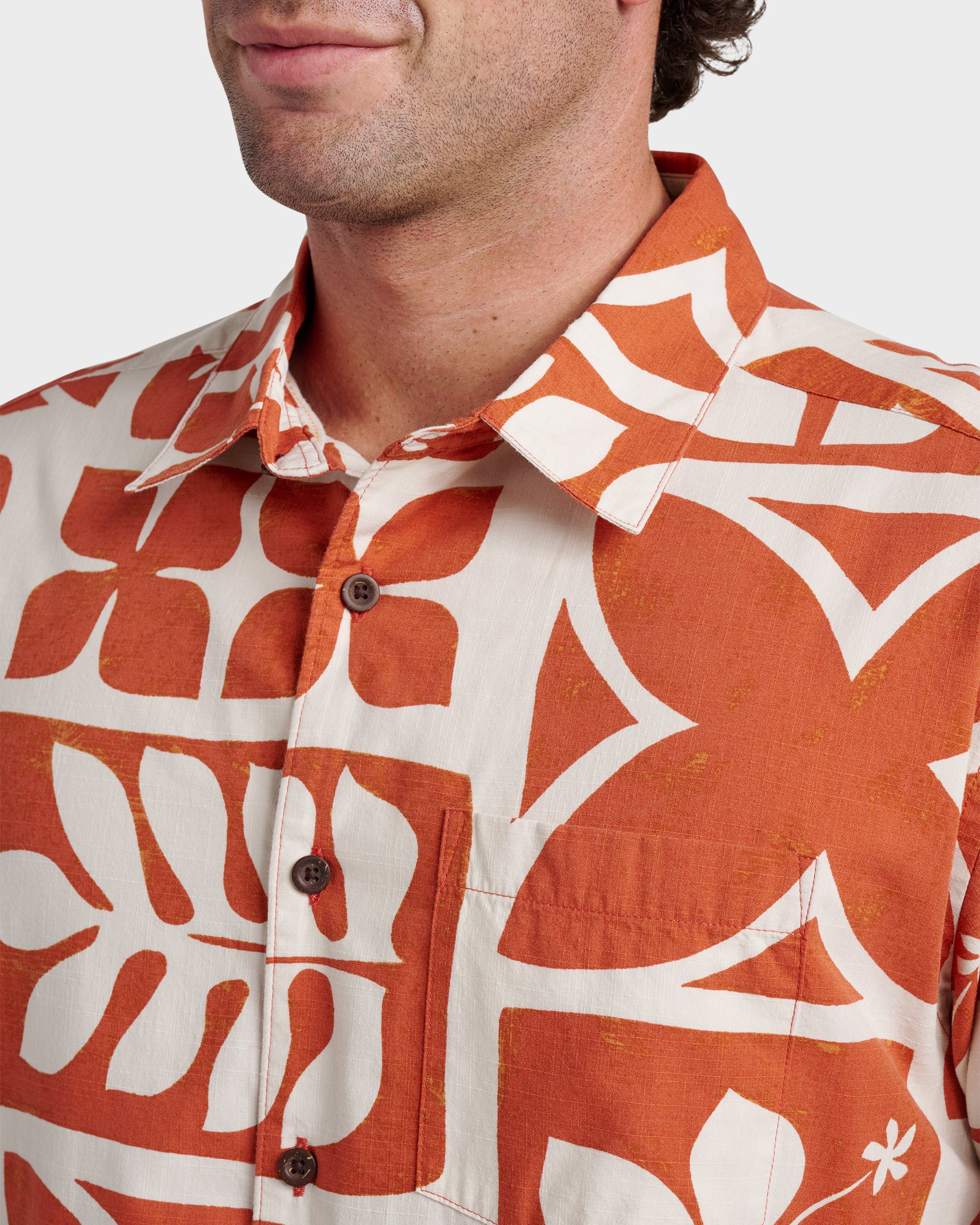 Waterman Tiki Island Shirt - Hot Sauce | Quiksilver