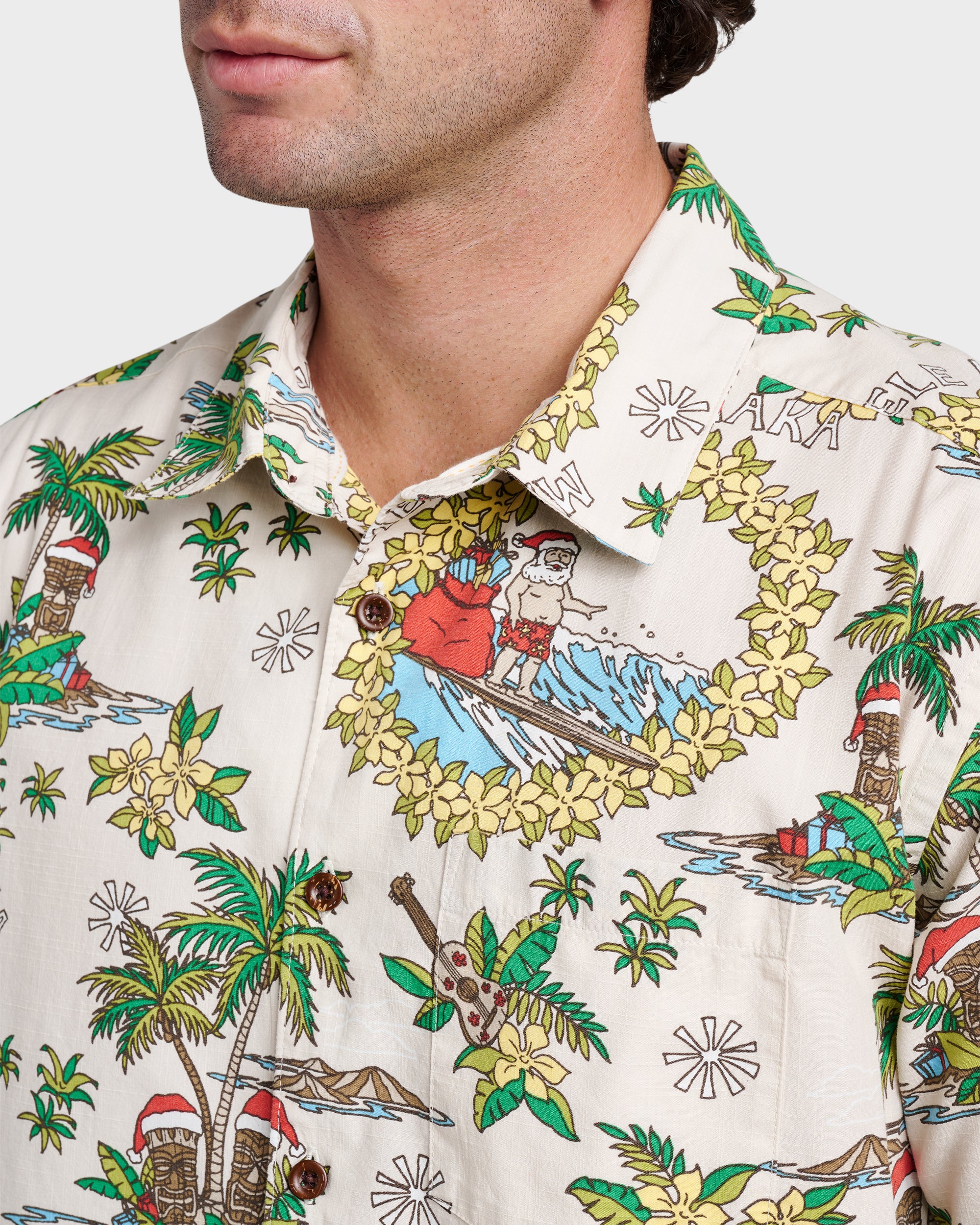 Waterman Surfing Santa Shirt - Moonbeam | Quiksilver
