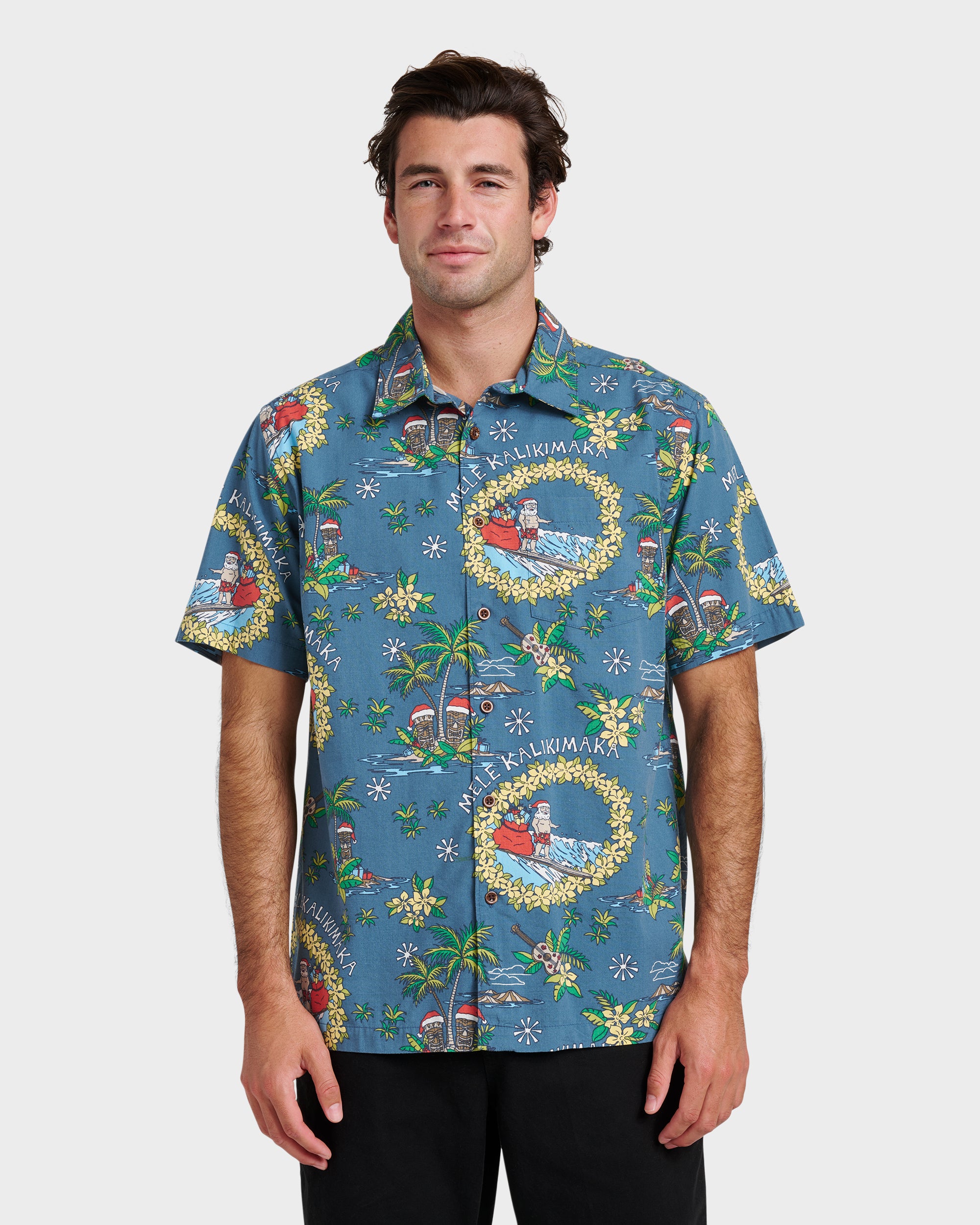 Waterman Surfing Santa Shirt - Real Teal | Quiksilver