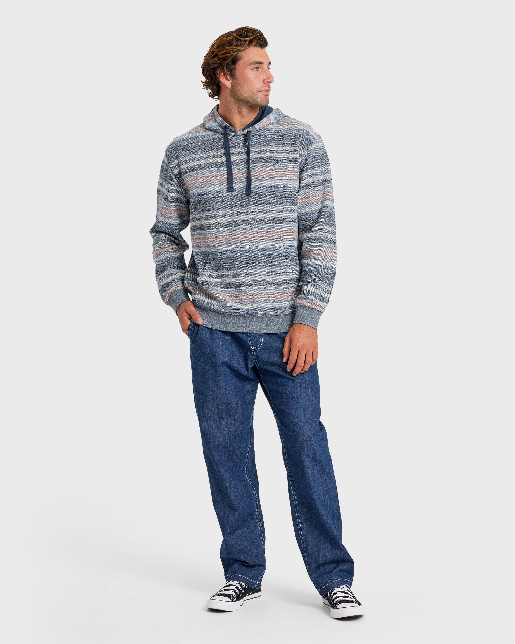 Great Otway Yarn-Dyed Stripe Pullover Hoodie - Dark Denim | Quiksilver