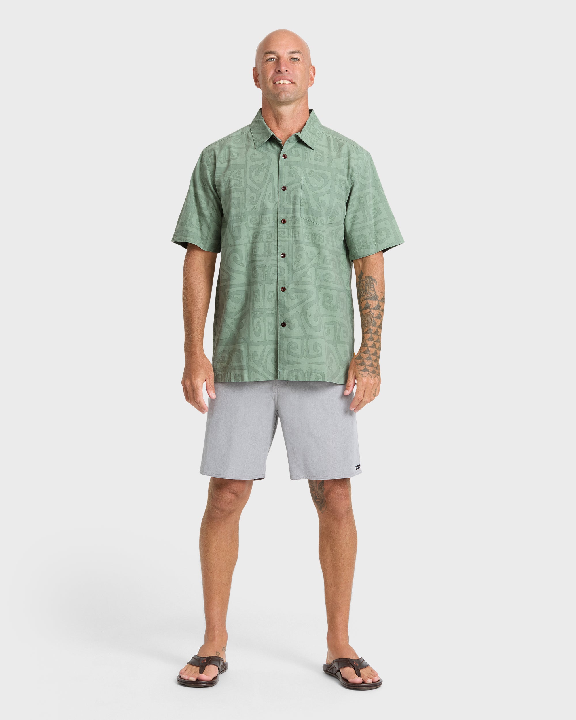 Waterman Tiki Beach Short Sleeve Shirt - Lily Pad | Quiksilver